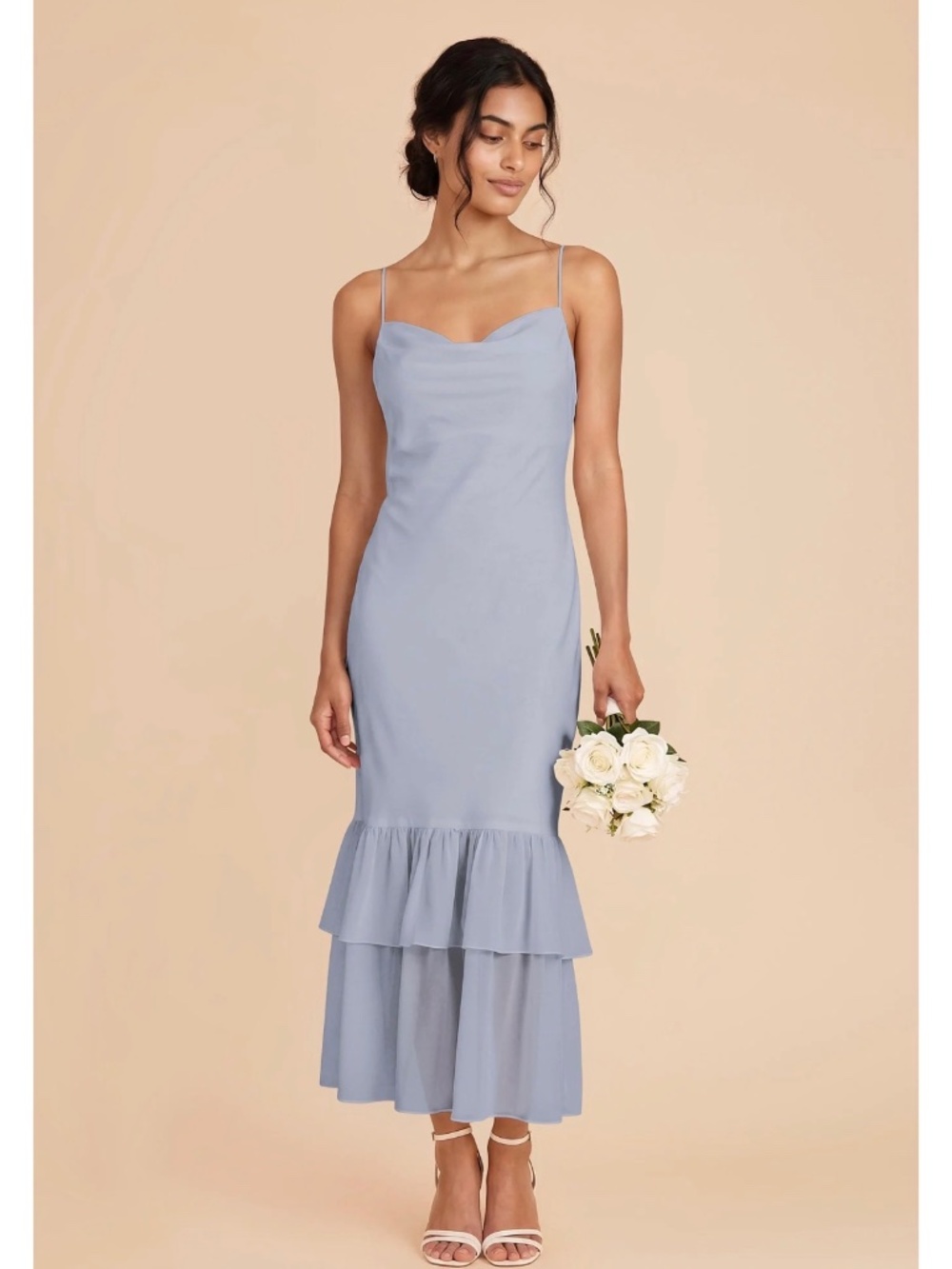 BIRDY GREY OPHELIA DRESS IN DUSTY BLUE, SIZE S